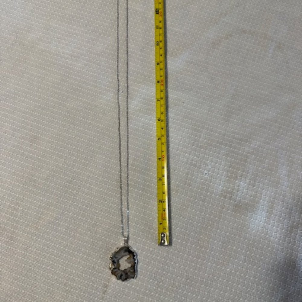 Grey Druzy Pendant Necklace - Picture 6 of 9